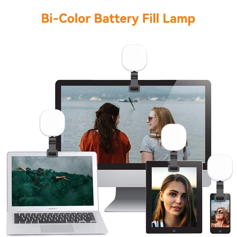 

LED Mobile Phone Computer Fill-in Light Adjustable Portable LED Lamp Rechargeable Clip Fill Video Light For Live Selfie Meeting