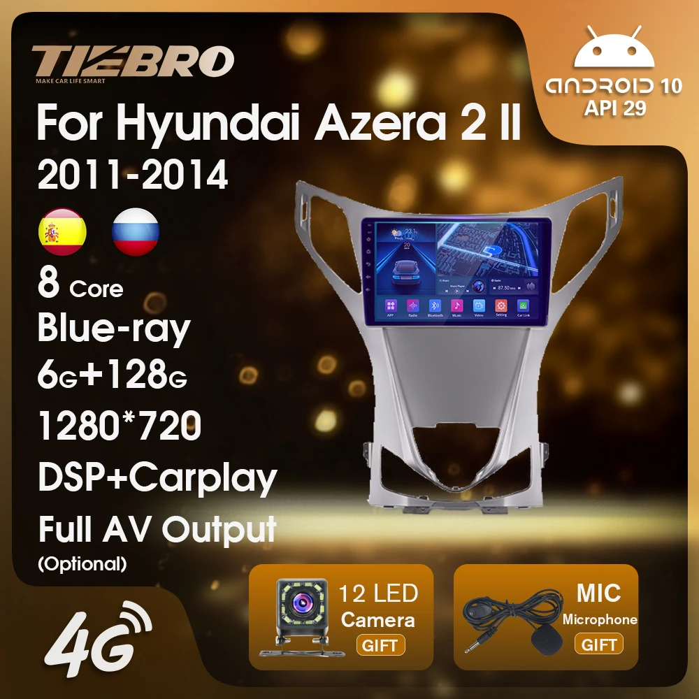 

TIEBRO Android10 Car Multimedia Player Car Radio For Hyundai Azera 2 II 2011-2014 Carplay 2Din Stereo Receiver GPS Navigation