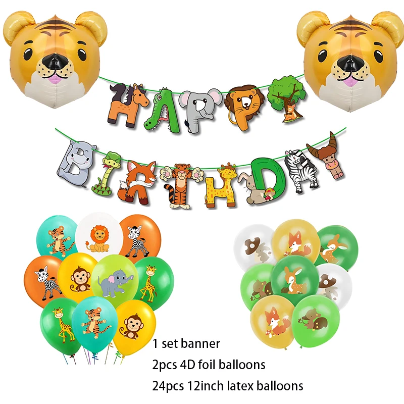 

Jungle Animal Balloons Set Tiger Lion for Baby Shower Birthday Party Decorations