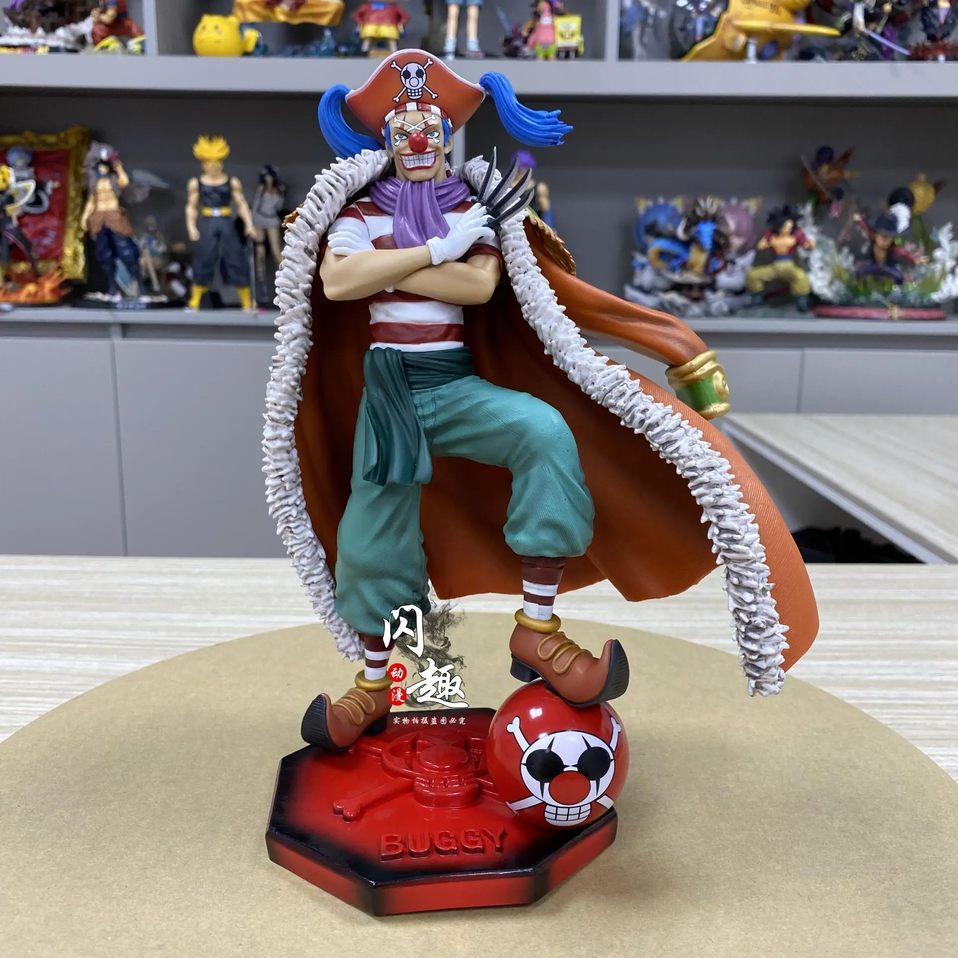 

28cm Anime One Piece New Four Emperors Clown Buggy Pvc Action Figurine Gk Oka Shichibukai Statue Model Collection Model Toys