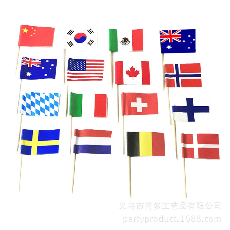 

50pcs National Flags Picks Different Countries Art Toothpicks Party sticks cupcake/cake/pie/fruit/ice cream Topper Decoration