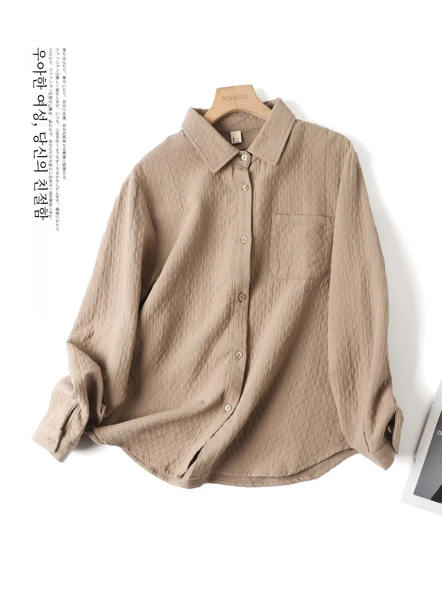 Linmei японские осенние новые рубашки из стеганой хлопковой пряжи чистого хлопка