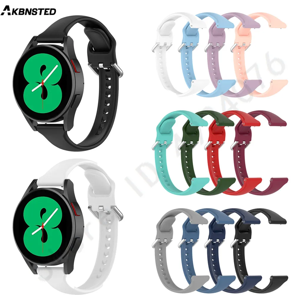 Фото 20 мм маленький поясной силиконовый ремешок для Samsung Galaxy watch 4/watch 4 classic/watch 3 41 мм/Watch Active 2 браслет correa №1
