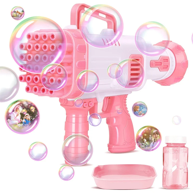 

Пулемет для пузырьков с 32 отверстиями, детская игрушка, пулемет для мыльных пузырьков, автоматический воздуходув, портативный насос со штативом, игрушка для детей, подарок