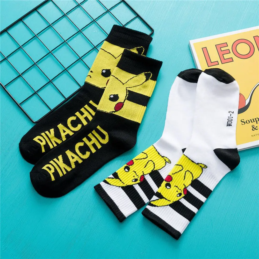 

2Pcs Cartoon Cute Pokemon Figure Socks Kawaii Doll Couples' Medium Socks Men's and Women's Cotton Socks Sports Socks Versatile