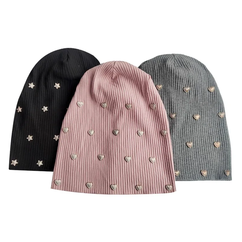 Женские однотонные аксессуары в форме сердца облегающие шапки рубчик модные