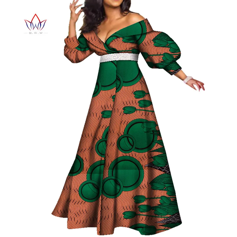 Платье женское вечернее с восковым принтом V-образным вырезом и