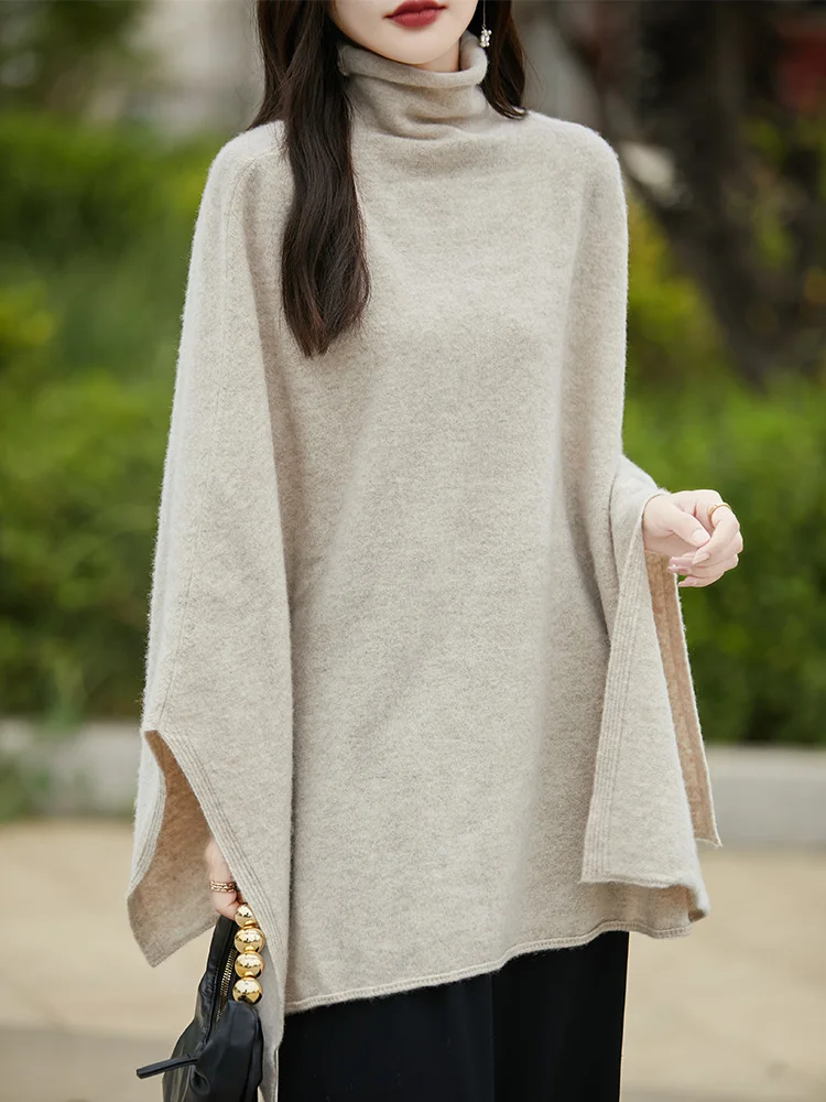 Новый женский свитер шерстяная шаль с высоким воротником свободный пуловер
