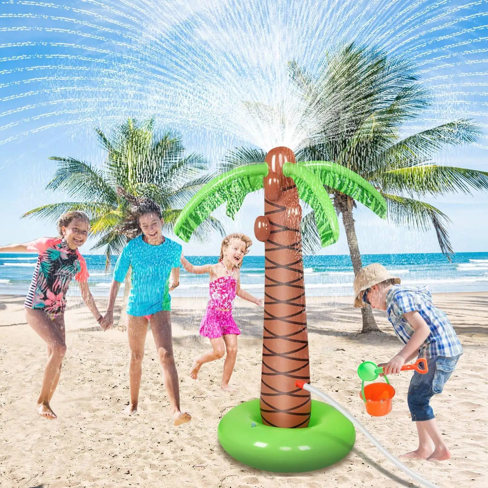 

Inflatable Sprinkler Coconut Tree Pvc Lovely Fountain Toy Water Tree Spray For Children Kids Summer Outdoor Beach Prop Z2y5