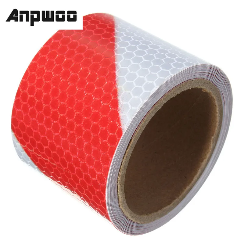 

ANPWOO New Arrival 2"x10' 3 Meters Red White Reflective Safety Warning Conspicuity Tape Film Stickers