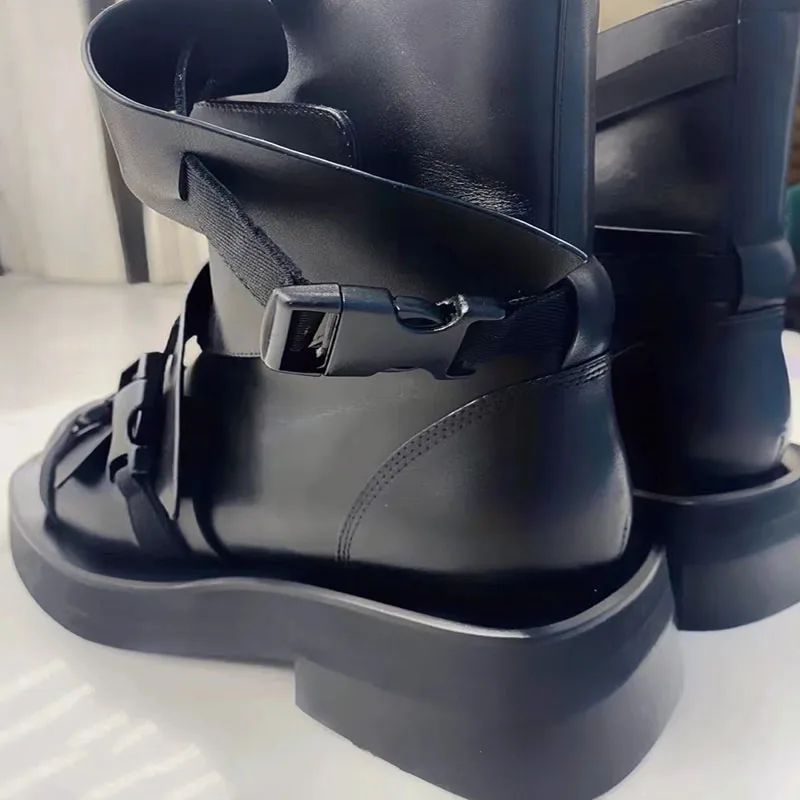 Black Retro Boots Women New Winter Round Toe Thick Bottom Fashion Ankle Boots Punk Chunky Heel All-Match Short Boots