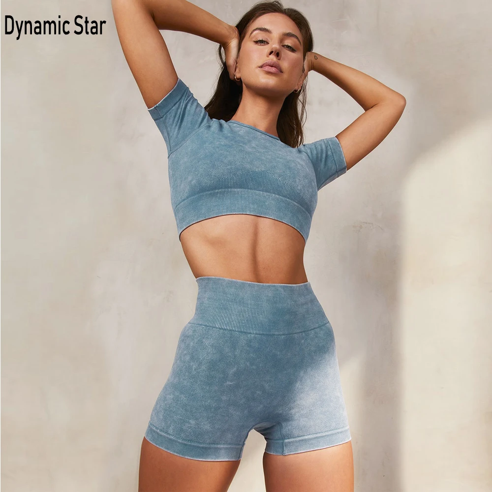 

2 Piece Yoga Sets Women Outfits Gym Clothing Workout Clothes For Women Gym Sportswear Sports Suit with Shorts Crop Top Yoga Suit