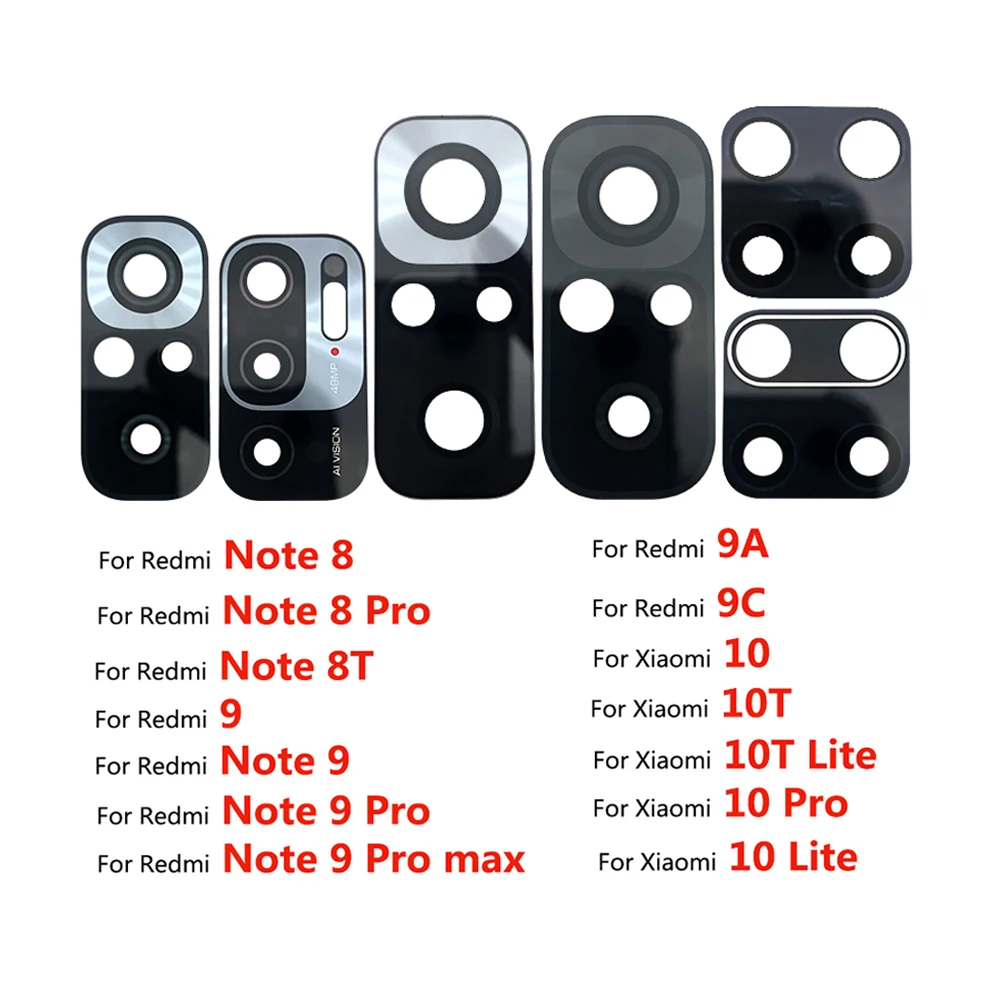 

Стеклянные линзы для задней камеры, шт./лот, для Xiaomi Redmi Note 8, 8T, 9, 9C, 9S, 10S, 10T Pro Max, 10 Lite, 2 шт.