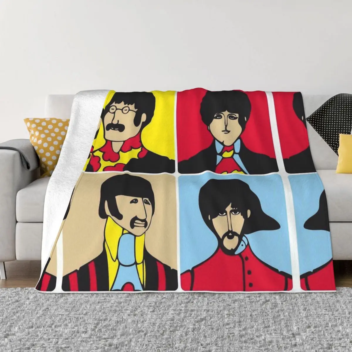 

The Beatle A Good and Popular Band Blanket Flannel Yellow Cozy Soft FLeece Bedspread