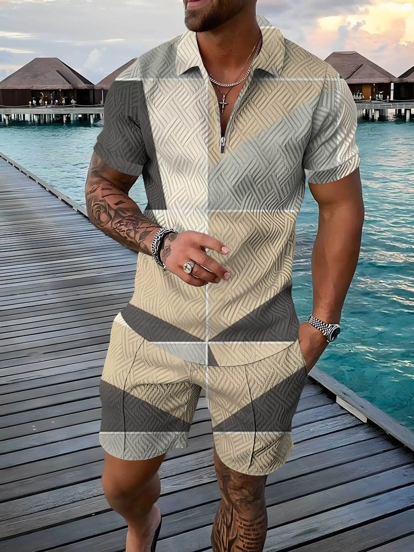 Summer New Fashion Men Polo Shirt Sets For Male Jogging Sport Tracksuit Oversize Suit 3D Print Casual Outfit Streetwear 2-piece