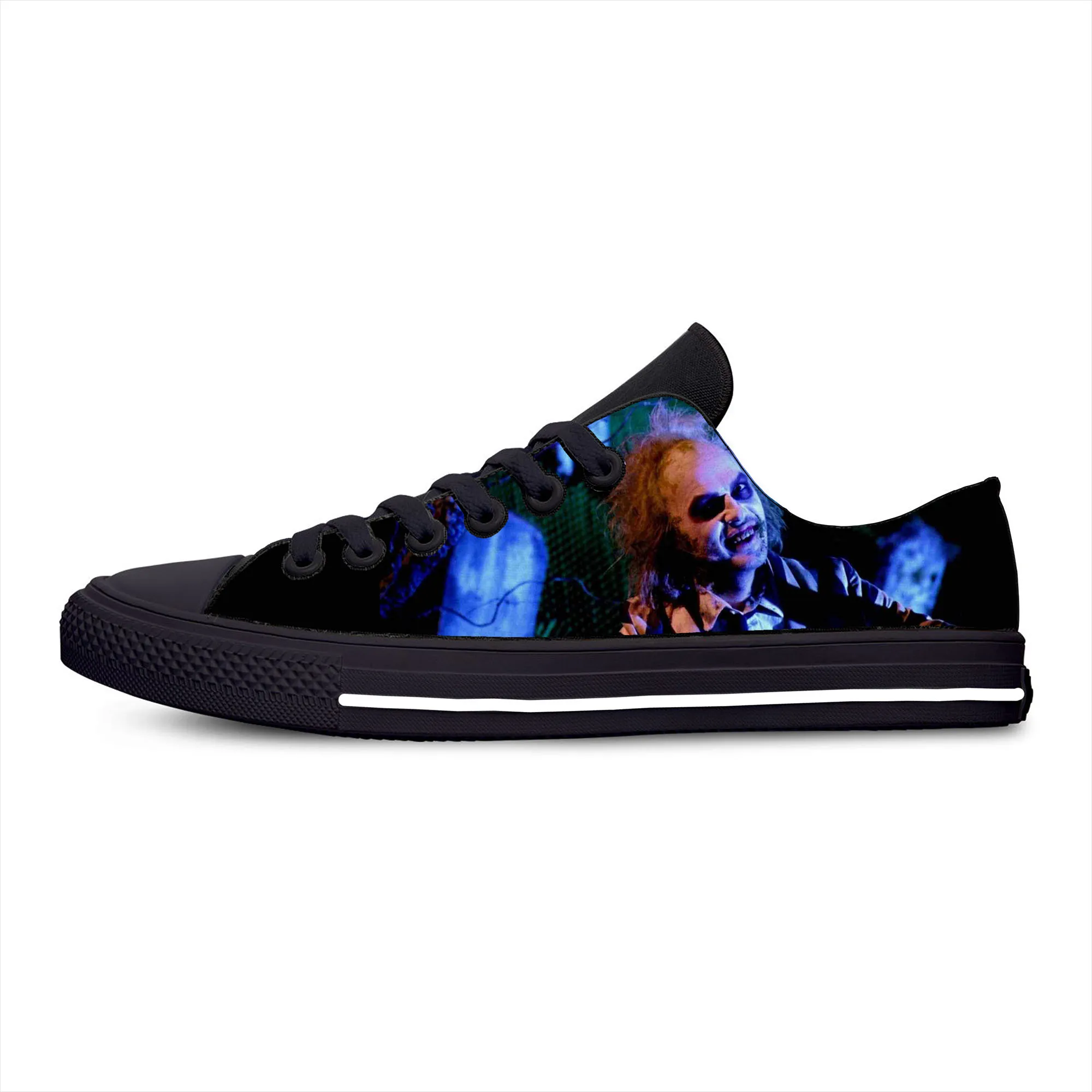 Scary Horror Movie Beetlejuice Halloween Fashion Casual Cloth Shoes Low Top Lightweight Breathable 3D Print Men Women Sneakers