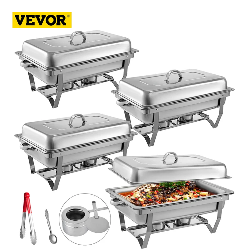 

VEVOR 9L/8 Quart Chafing Dishes Buffet Stove Food Warmer Stainless Steel Foldable for Self-Service Restaurant Catering Parties