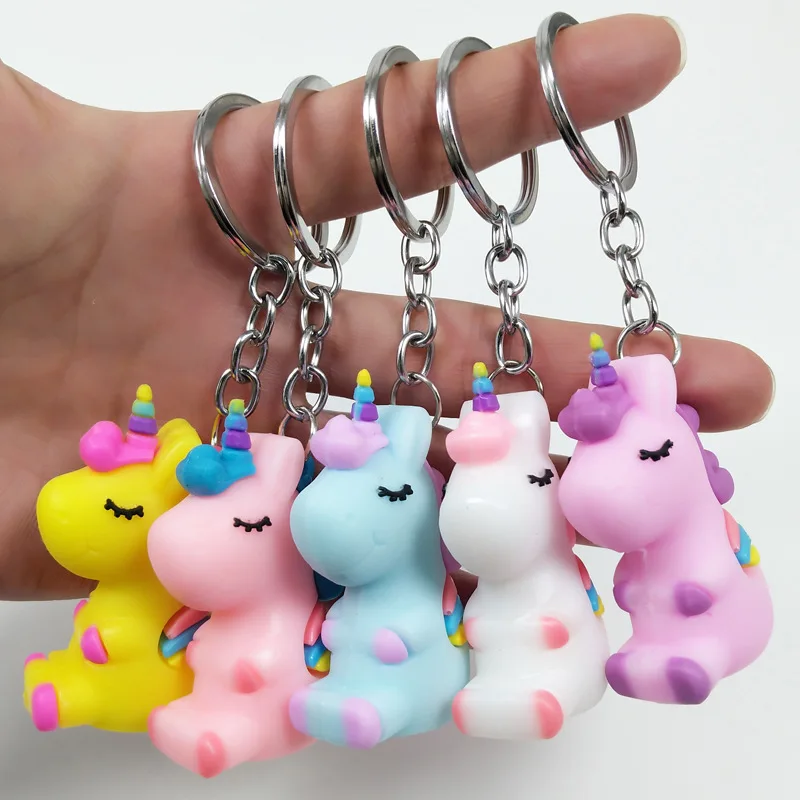 

Fashion New Unicorn Small Pendant Key Pendant Plush Toys Keyring Girl Kid Gift Silicone Soft Unicorn Doll Car Key Alloy Keychain