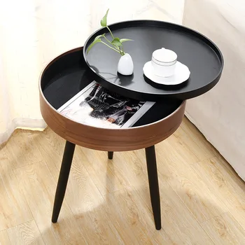 Round Living Room Coffee Tables Bedside Minimalist Sectional Side Table Furniture Library Mesas Multifunction Furniture AA50CT
