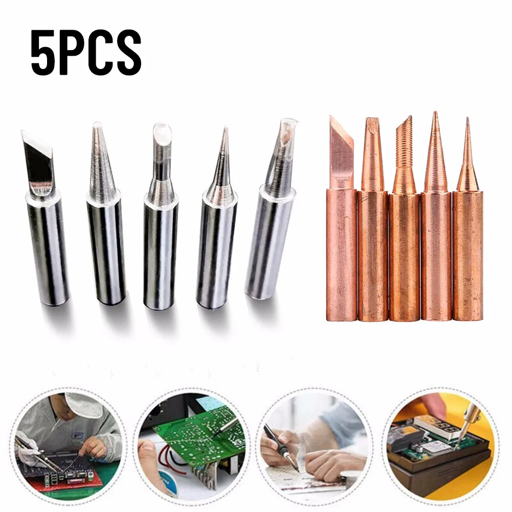 

5Pcs Set 900M-T Soldering Tip Solder Iron Welding Tips Soldering Tools Pure Copper Five-piece Electric Soldering Iron Universal