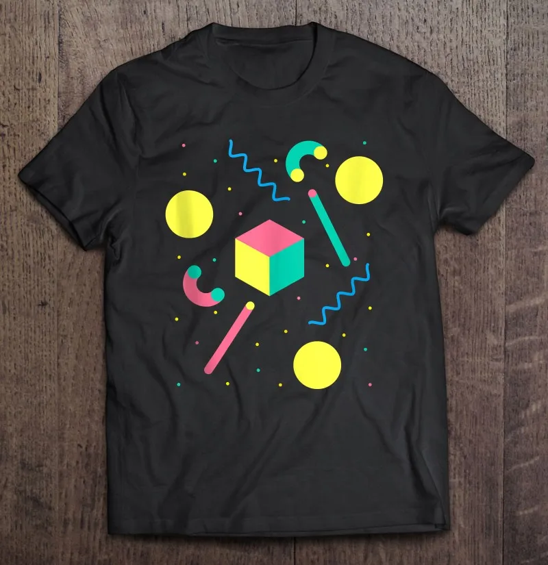 

Мужская Винтажная футболка с геометрическим принтом, черная Однотонная футболка в стиле Мемфиса в стиле ретро 80-90-х годов, большие размеры, ...