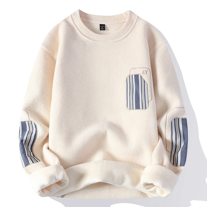 

2023 New Sweaters Men'S Black Patchwork Long Sleeves Autumn Winter Pullover Knitted O-Neck Plus OverSize 5XL