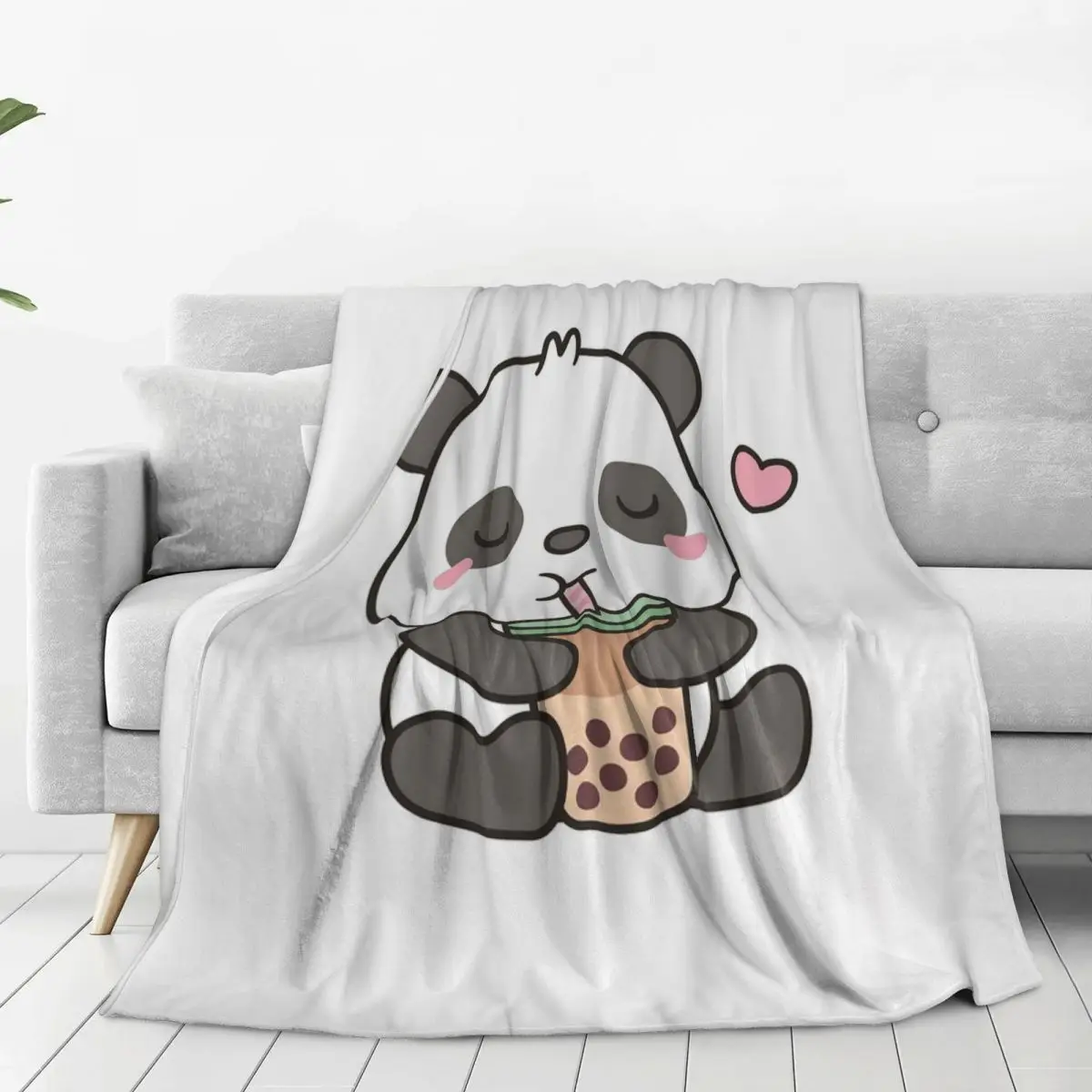 Милые одеяла с изображением маленькой панды Enjoying Boba T флисовые супермягкие для