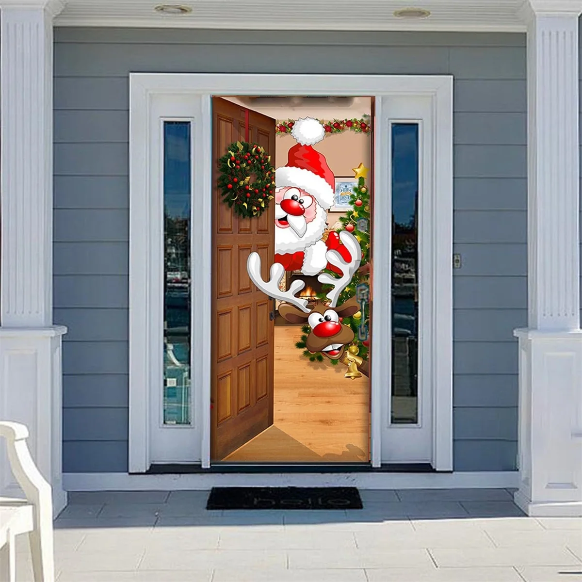 Зеленое украшение для дома дверная рама фон ткань фестиваль новогоднее