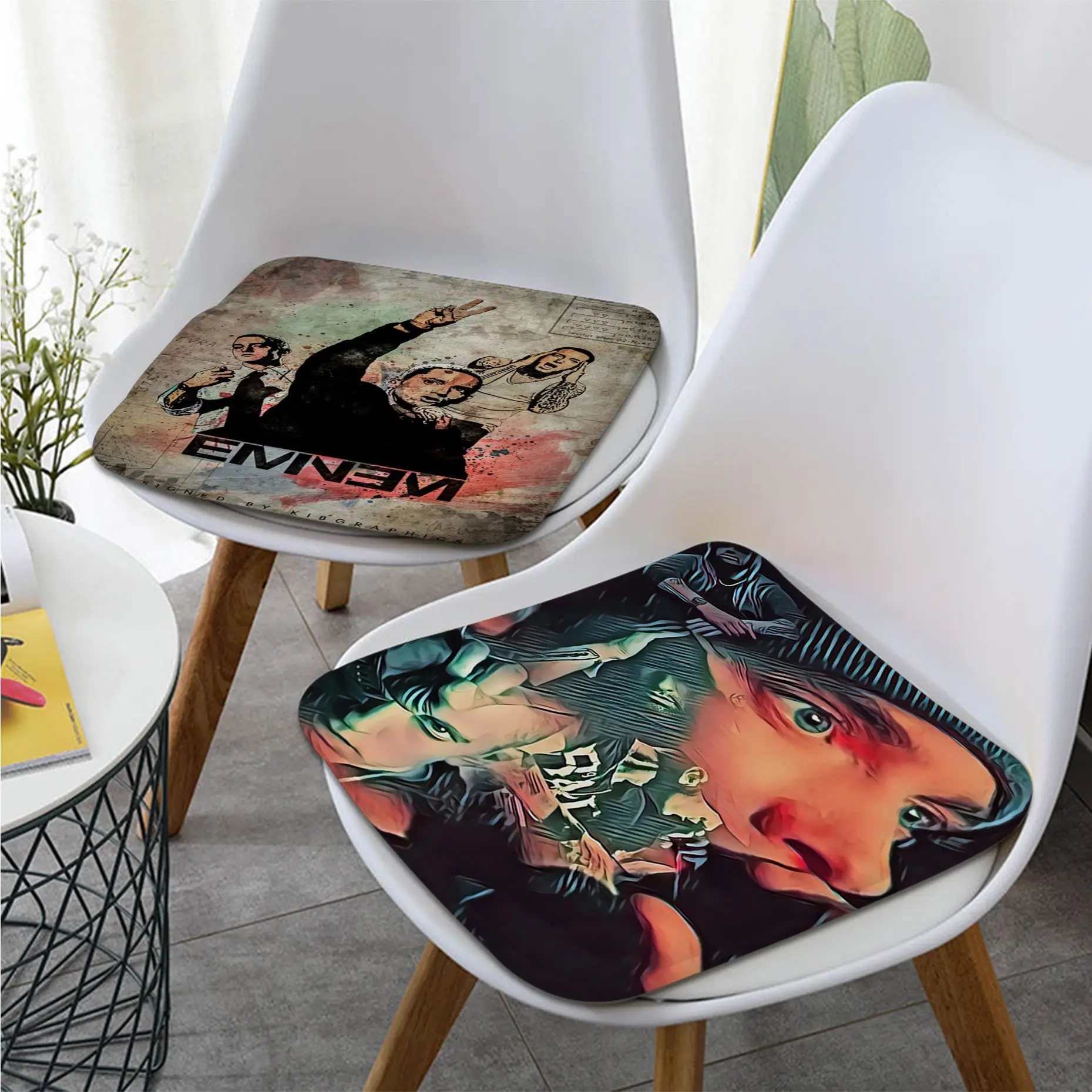 

8 Mil Eminem Hip Hop Rapper Round Sofa Mat Dining Room Table Chair Cushions Unisex Fashion Anti-slip Chair Mat Pad