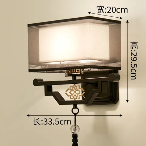 Настенный светильник в китайском стиле, тканевые зеркальные бра для гостиной, спальни, прикроватный современный светодиодный светильник, освещение
