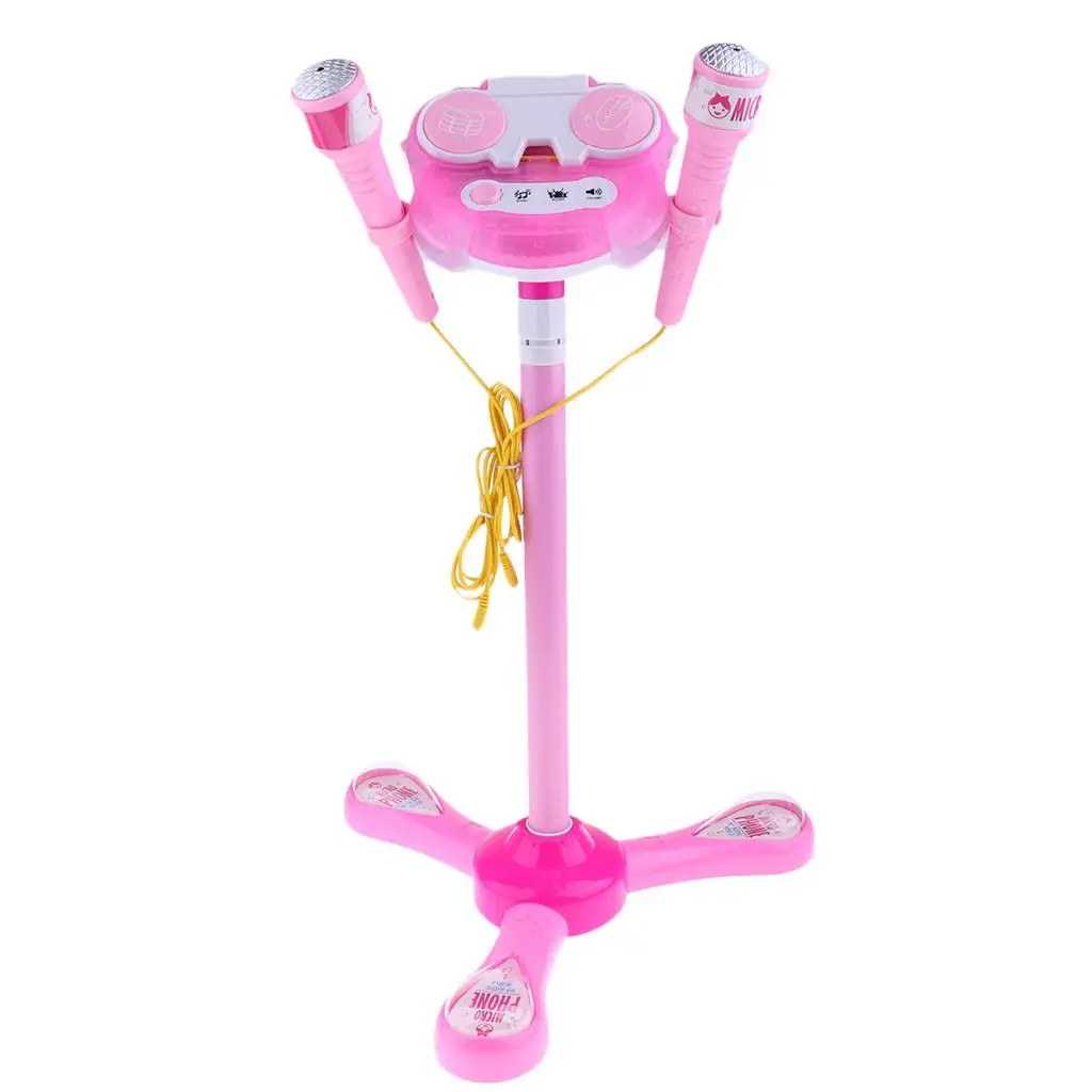 

Kids Karaoke Machine with 2 Microphone Adjustable Stand Music Play Toys Set