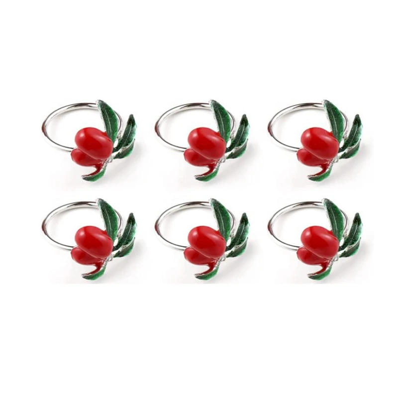 

6 Pcs Napkin Ring,Red Lemon Napkin Buckle for Wedding,Dining Table, Party,Daily Use,Christmas,Table Decoration,Etc