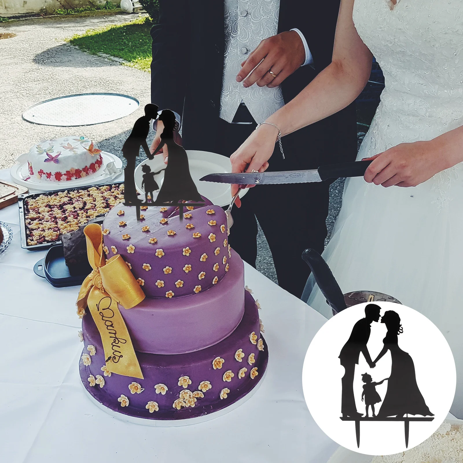 

Bride Groom Kiss Cake Decor Couple Silhouette Anniversary Topper Acrylic Toppers Hand Wedding Blush