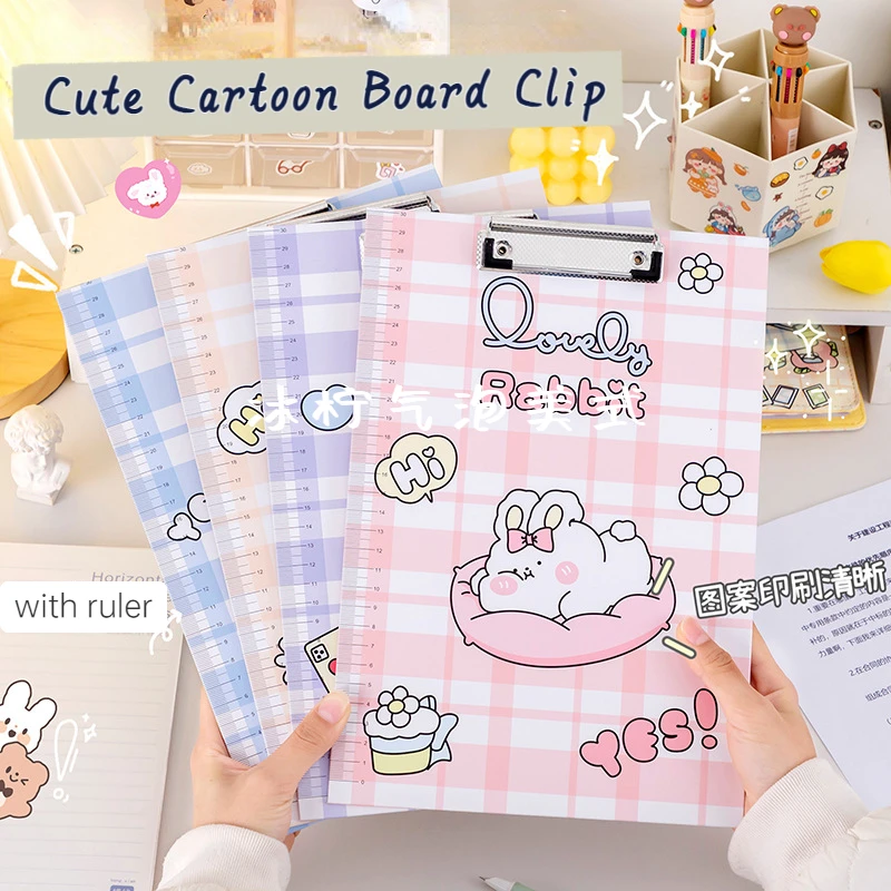

A4 Cute Cartoon Board Clip Student File Folder Clipboard Test Paper Storage Memo Writing Pad School Office Stationary Supplies