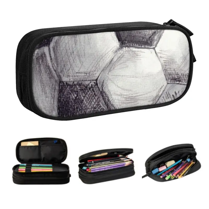 Cases Girl Boy Large Capacity Soccer Sport Pencil Pouch Students Stationery