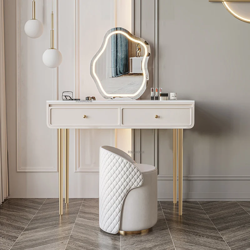 

Modern Minimalism Dressing Table Bedroom Sets Furniture Light Luxury Designer Dressers Creative Makeup Vanity Table with Mirror