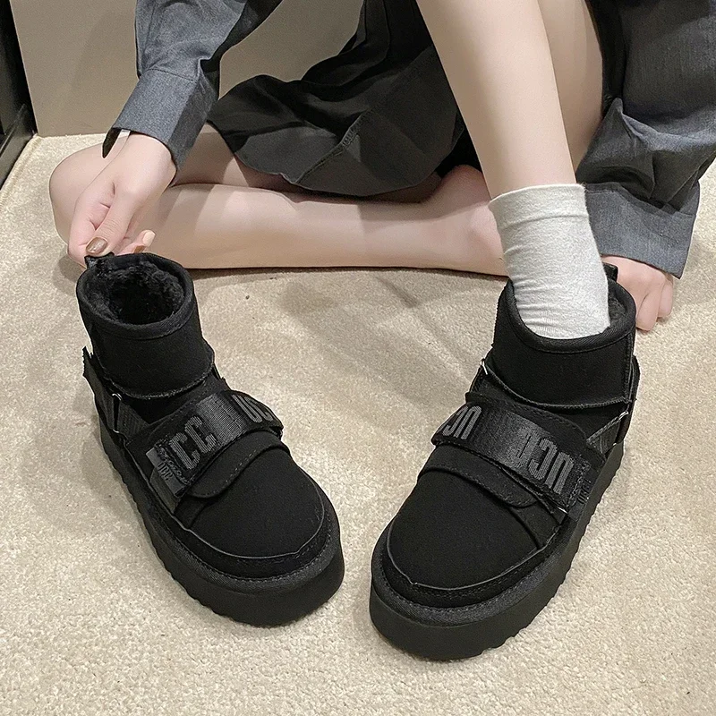 Новинка 2024 зимняя обувь из матовой воловьей кожи женские ботинки Нескользящие