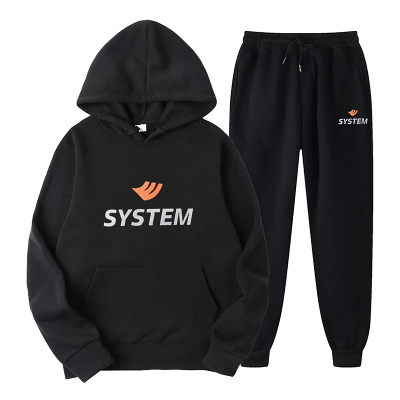 

2022 autumn and winter brand SYSTEM men's Korean fashion hooded suit high quality casual sweater sports men's clothing