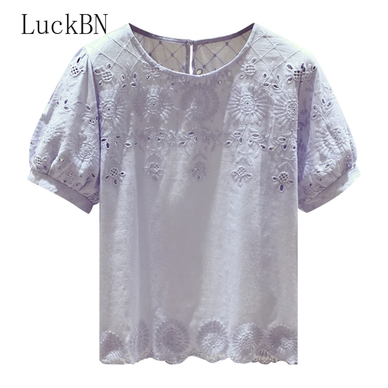 Блузка женская вязаная крючком с круглым вырезом большого размера | Женская