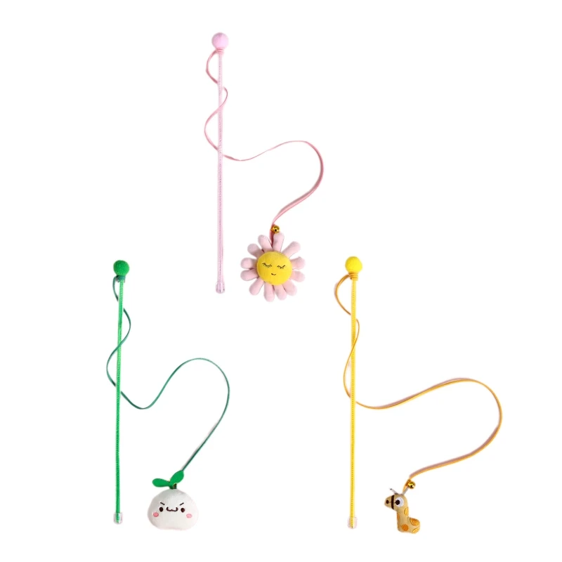 

Cat Toys Wand Teaser with Bell and Push Toy Interactive Cat Toys for Indoor Cats Gift for Kitten Playing Exercising