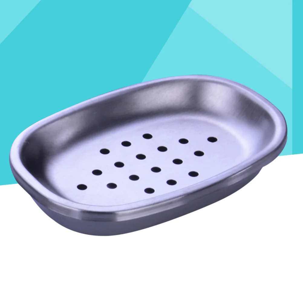 

Stainless Steel Dish with Drain Holder Saver for Shower, Bathroom, Kitchen ( Oval Dot ) Soap dishes soap pads