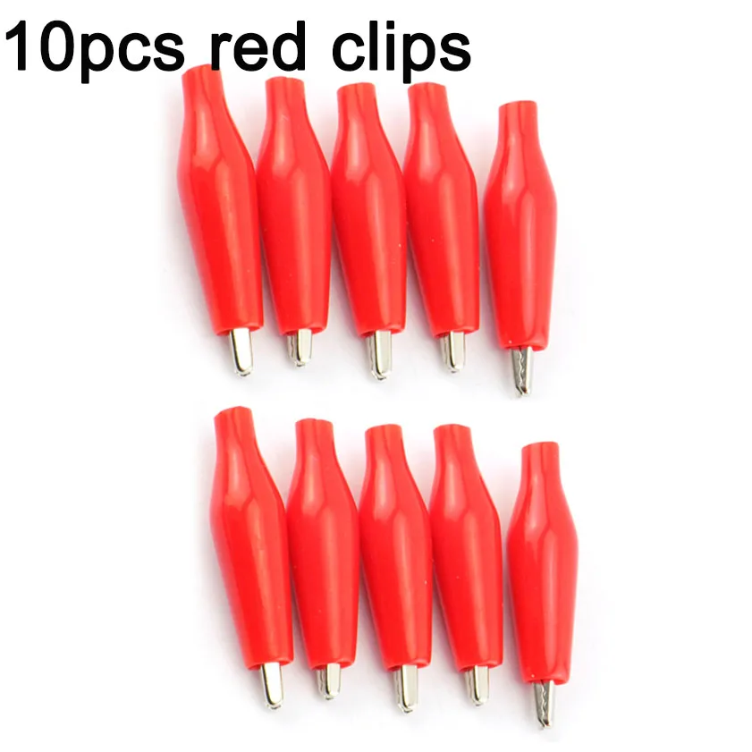 

Тестовые зажимы «крокодил» 28 мм, черные, красные, пластик, металл