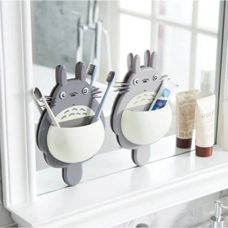

1pcs Toothbrush Wall Mount Holder Cute Totoro Sucker box Bathroom Organizer Tools Accessories