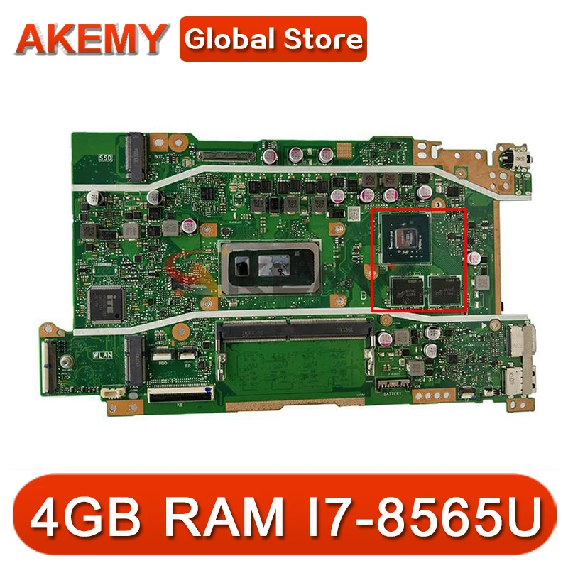 

SAMXINNO For asus vivobook X409 X409F X409FN Laptop motherboard X409FN Notebook mainboard W/ 4GB RAM I7-8565U CPU