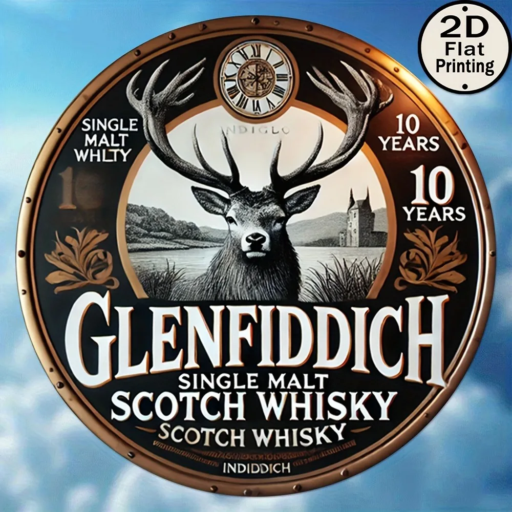 

Винтажная металлическая табличка Glenfiddich Heritage Stag 8 дюймов