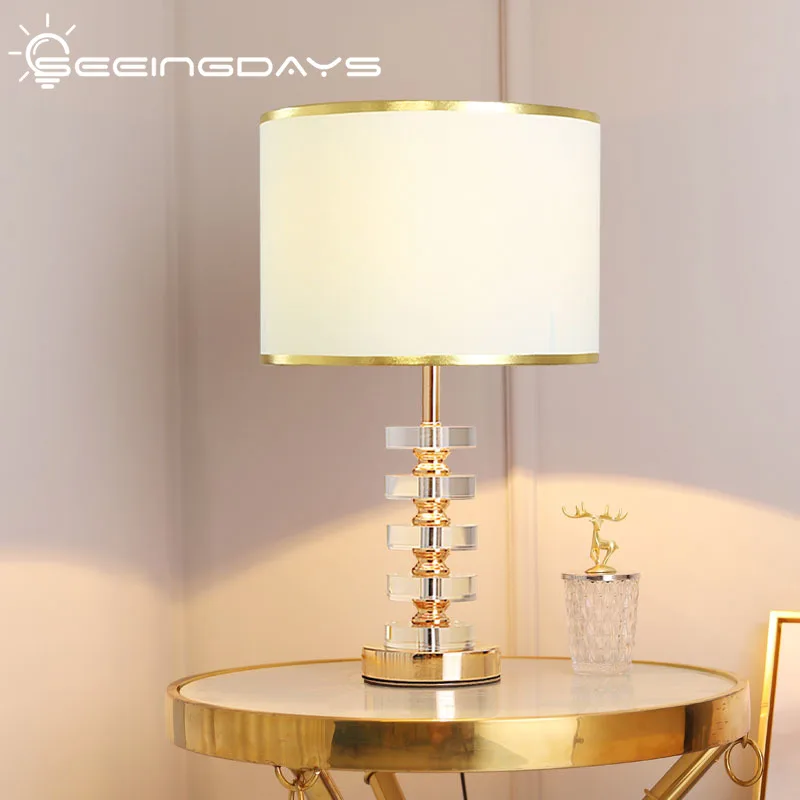 SeeingDays-Lámpara de mesa de cristal para sala de estar, mesita de noche, estilo americano, Simple, posmoderna