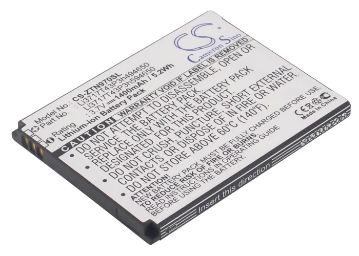 

1400mAh Li3717T43P3h594650 Li3717T43P3h494650 Li3716T42P3h594650 Battery for ZTE Grand X LTE