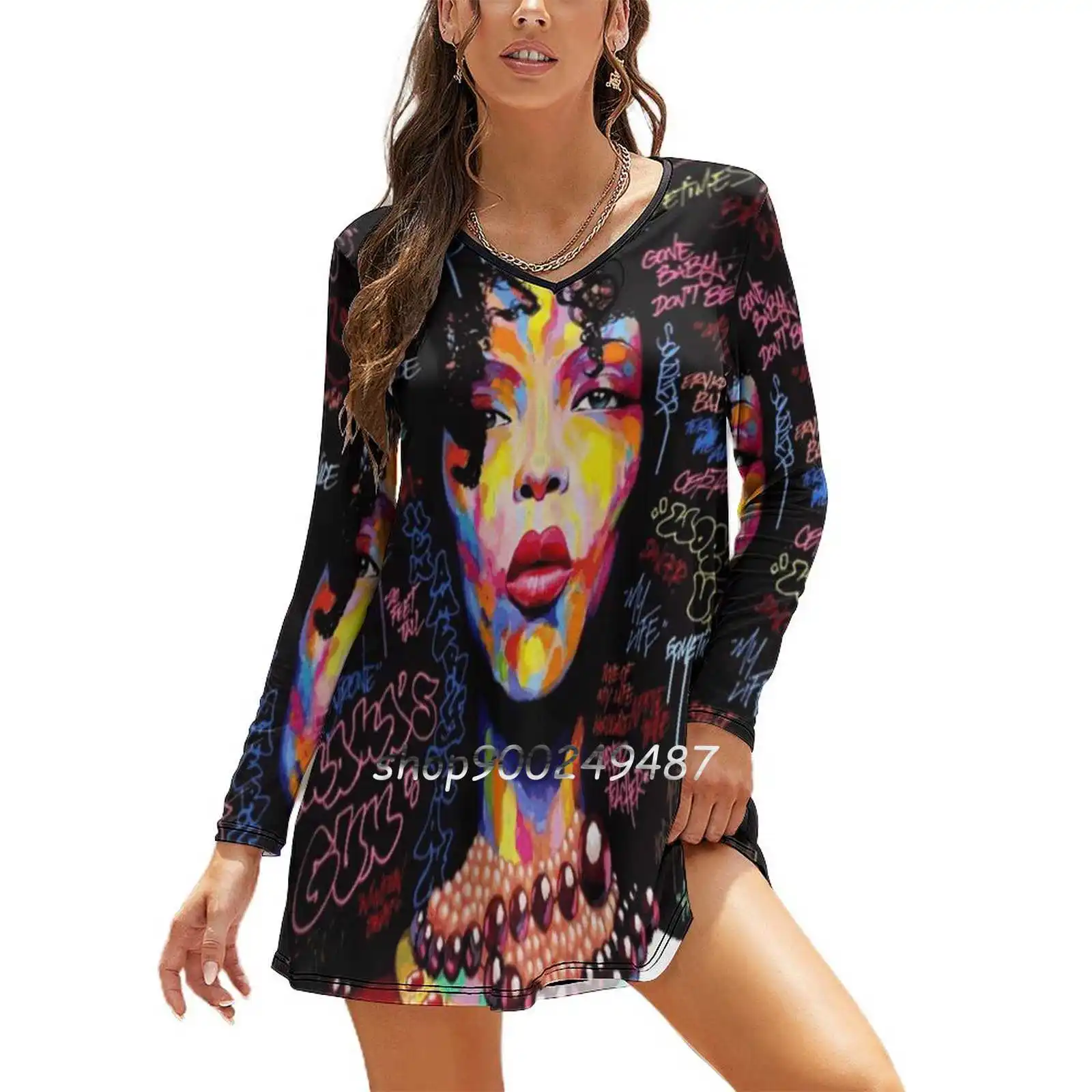 

Женское повседневное мини-платье с длинным рукавом, с высокой талией