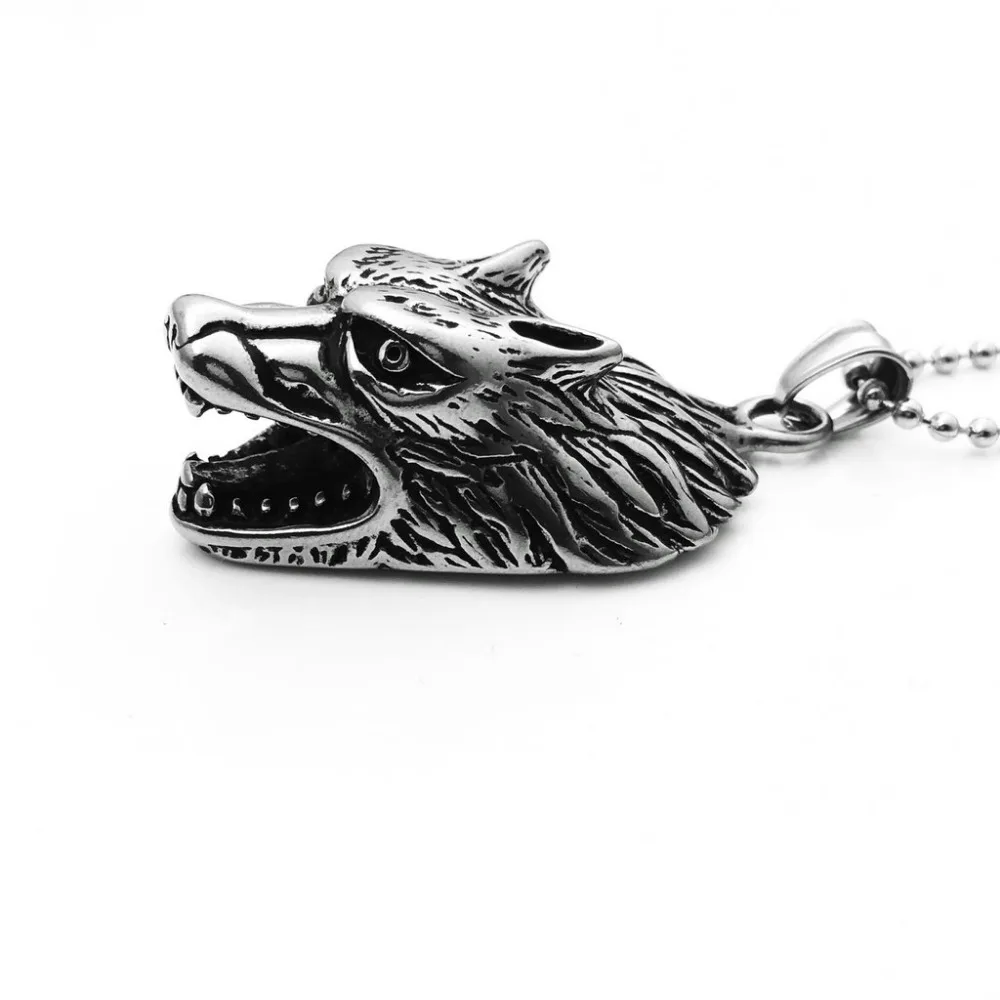 

Stainless Steel Wolf Head Necklace Pendant for Men Hip Hop Rock Jewelry GH071901