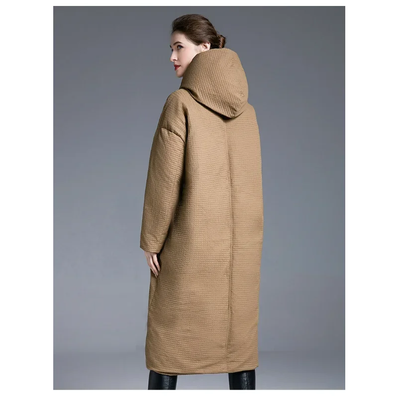 Женские куртки-пуховики с капюшоном 90% белые пальто на утином пуху толстые до